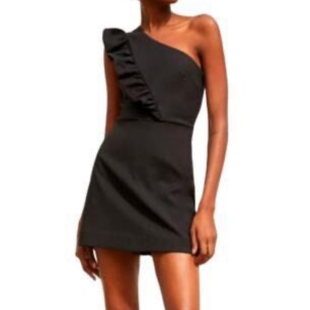 Zara Black One-Shoulder Jumpsuit with Ruffle